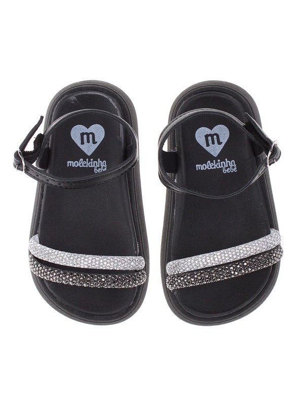 Molekinha Infant Girls Sandals With Back Strap Black | Made In Brazil