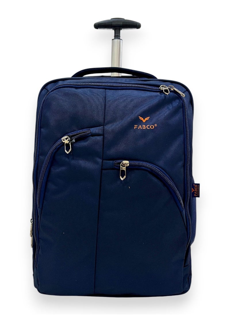 Blue Laptop Travel Backpack with 2 Wheels for Men and Women