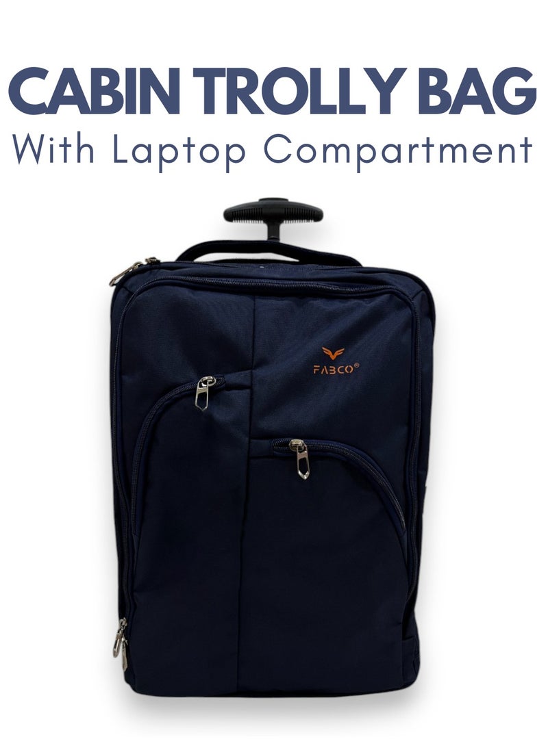 Blue Laptop Travel Backpack with 2 Wheels for Men and Women