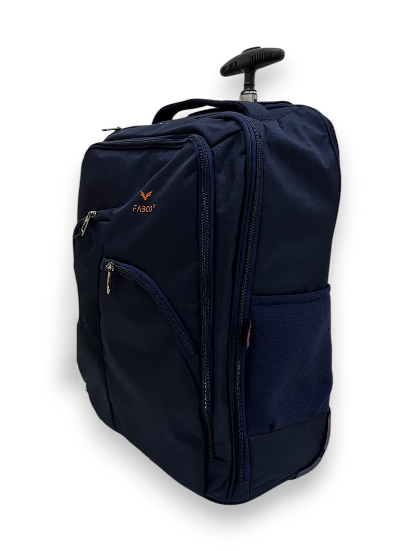 Blue Laptop Travel Backpack with 2 Wheels for Men and Women