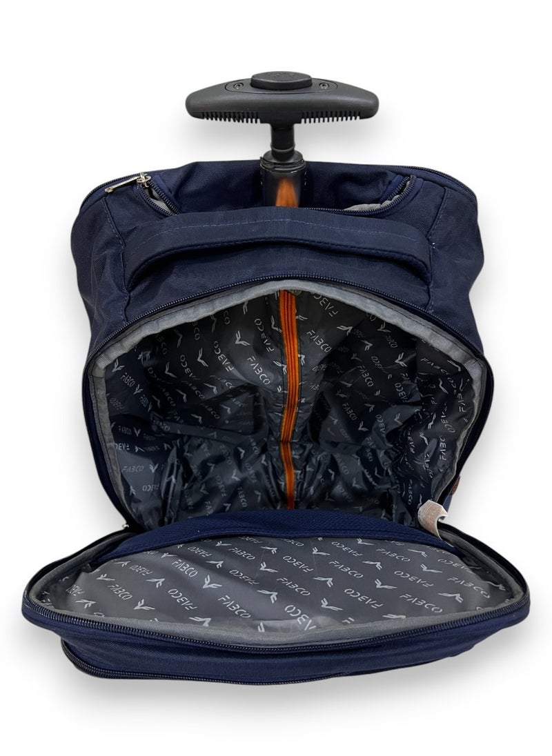 Blue Laptop Travel Backpack with 2 Wheels for Men and Women