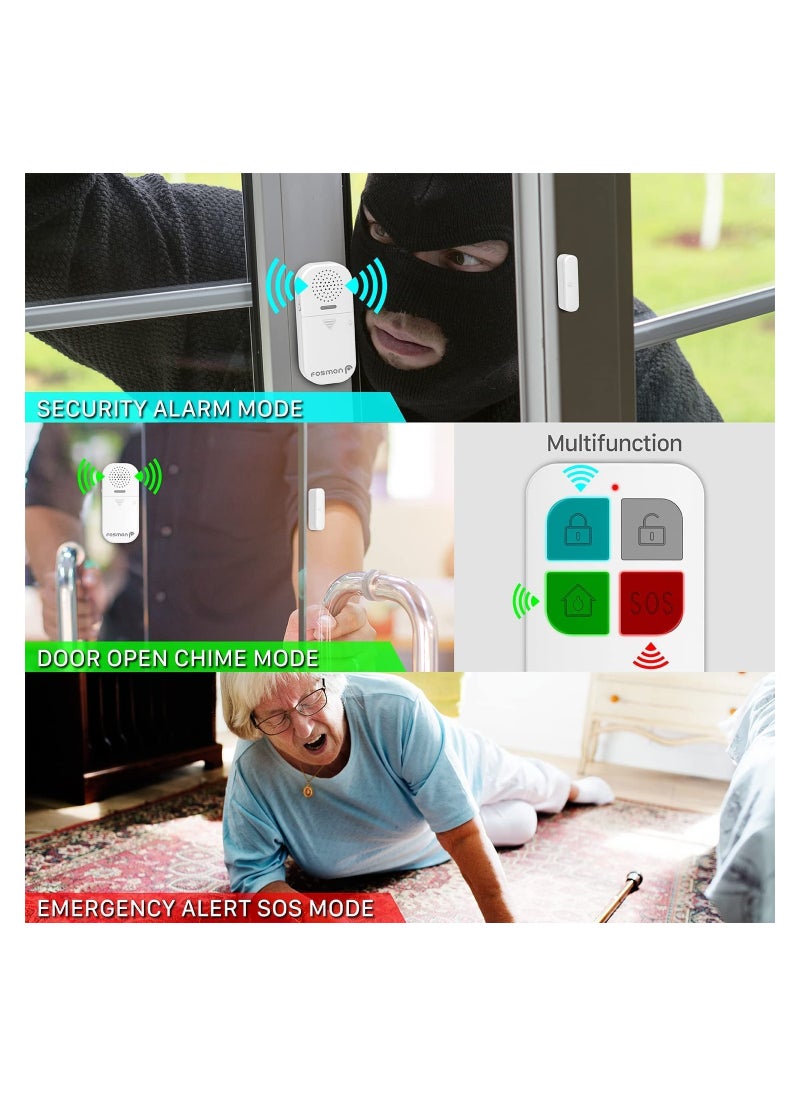 Theft Burglar Alarm with Remote, Wireless Window and Door Open Entry Alert Magnetic Contact Sensor Battery Operated Loud 130decibel Siren for Home Security, Business, Kids Safety 2 Pack