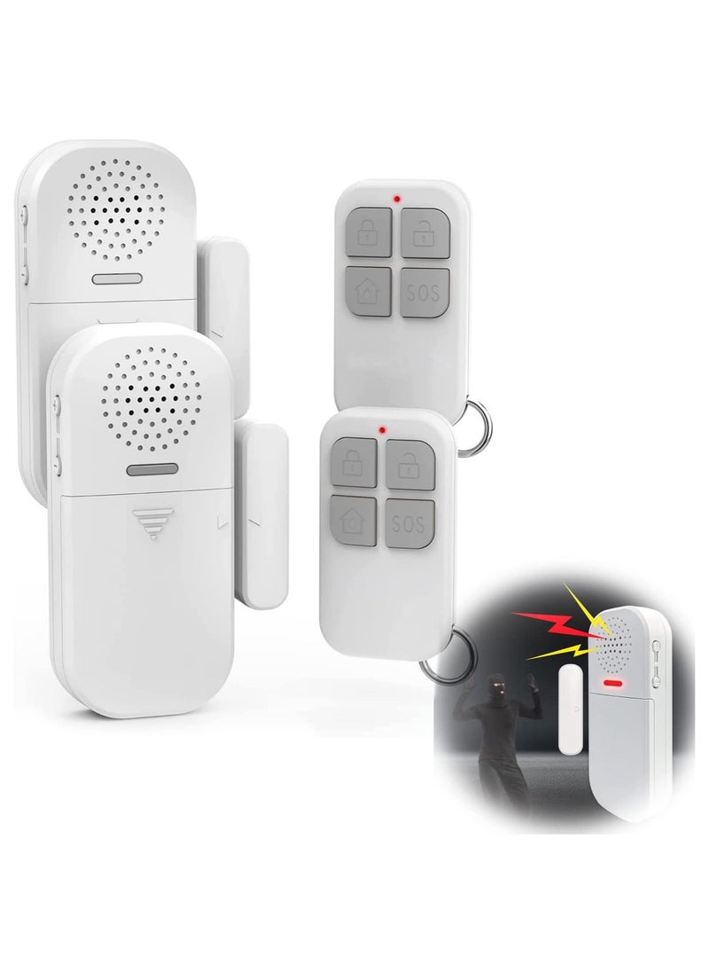 Theft Burglar Alarm with Remote, Wireless Window and Door Open Entry Alert Magnetic Contact Sensor Battery Operated Loud 130decibel Siren for Home Security, Business, Kids Safety 2 Pack