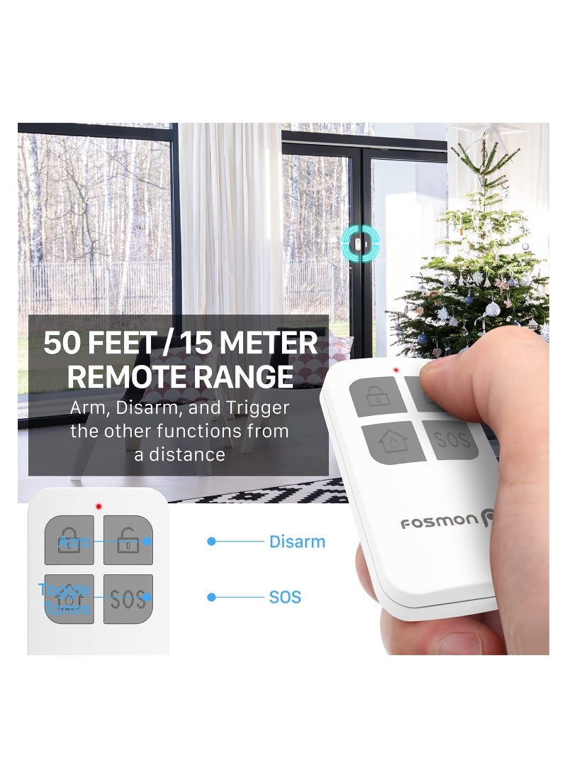 Theft Burglar Alarm with Remote, Wireless Window and Door Open Entry Alert Magnetic Contact Sensor Battery Operated Loud 130decibel Siren for Home Security, Business, Kids Safety 2 Pack