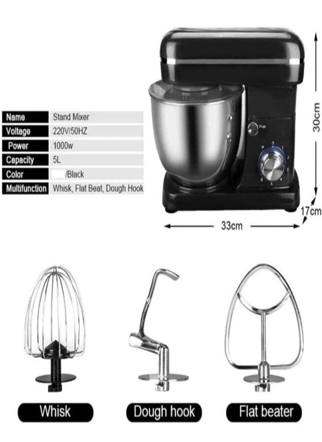 1500W Stand Mixer 5L Electric Kneading Machine Food Mixer with Beater Dough Hook And Wire Whip Eggbeater for Home Use 6 Speed Adjustment