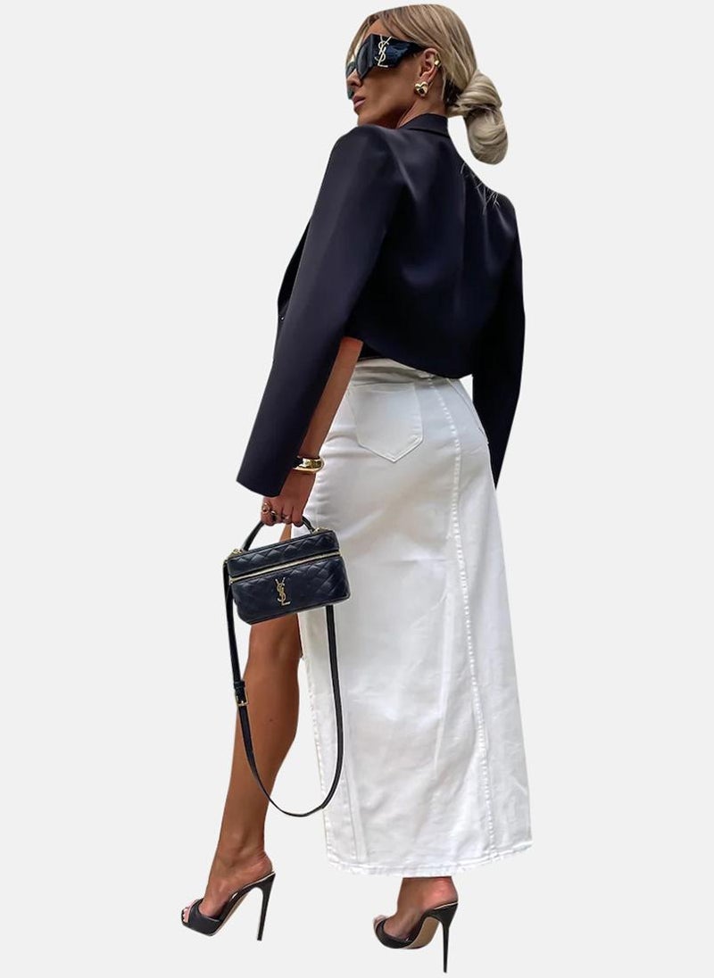 White High Rise Maxi Skirts