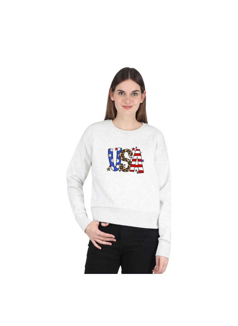 USA Printed Women's Sweatshirt–Full Sleeve,Soft Cotton Fabric|Comfortable&Stylish|Casual Sweatshirt For Everyday Wear|Sweatshirt For Women's