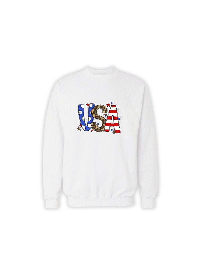 USA Printed Women's Sweatshirt–Full Sleeve,Soft Cotton Fabric|Comfortable&Stylish|Casual Sweatshirt For Everyday Wear|Sweatshirt For Women's
