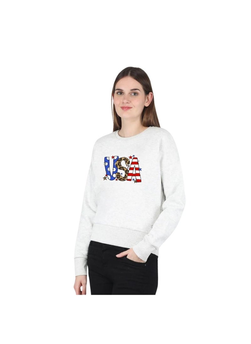 USA Printed Women's Sweatshirt–Full Sleeve,Soft Cotton Fabric|Comfortable&Stylish|Casual Sweatshirt For Everyday Wear|Sweatshirt For Women's