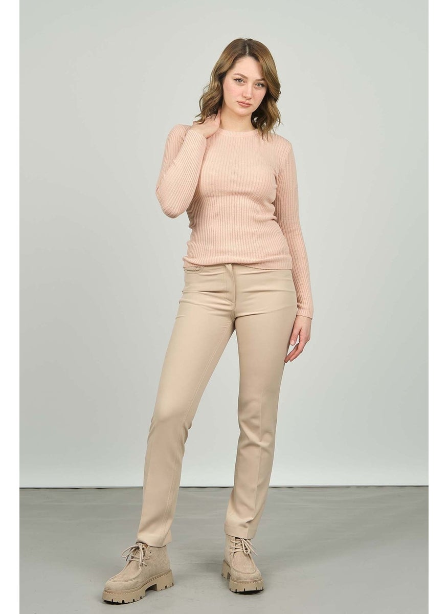 Women's Ribbed Crew Neck Sweater 23K0290K1 Powder