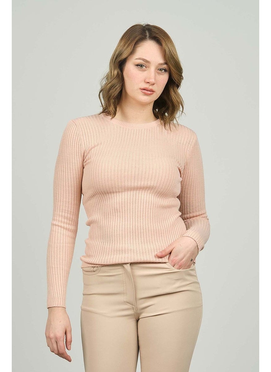 Women's Ribbed Crew Neck Sweater 23K0290K1 Powder