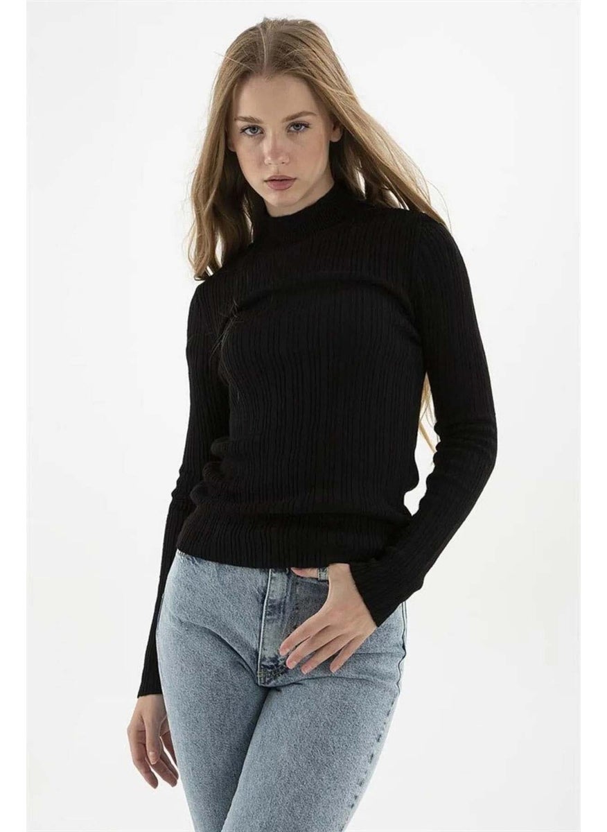 Women's Half Fisherman Sweater 23K0389K1 Black