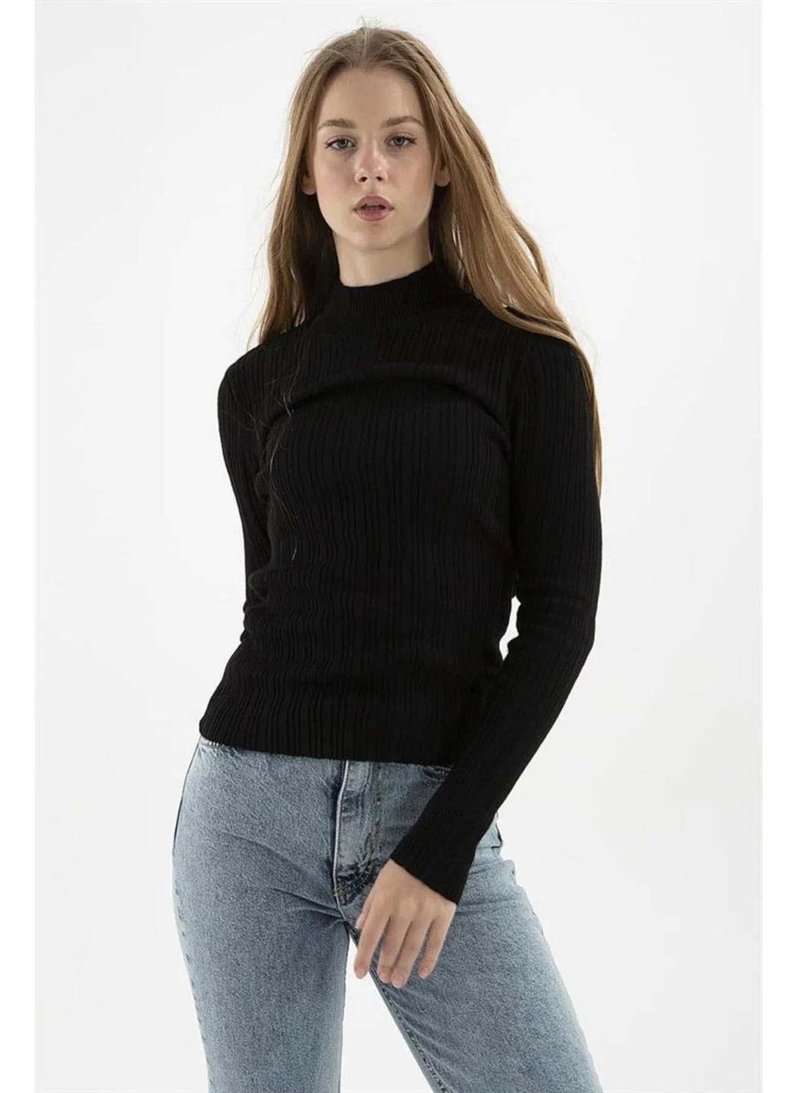 Women's Half Fisherman Sweater 23K0389K1 Black