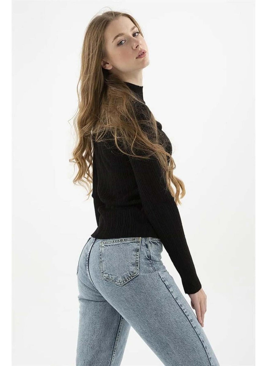 Women's Half Fisherman Sweater 23K0389K1 Black