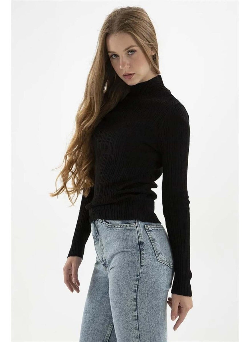 Women's Half Fisherman Sweater 23K0389K1 Black