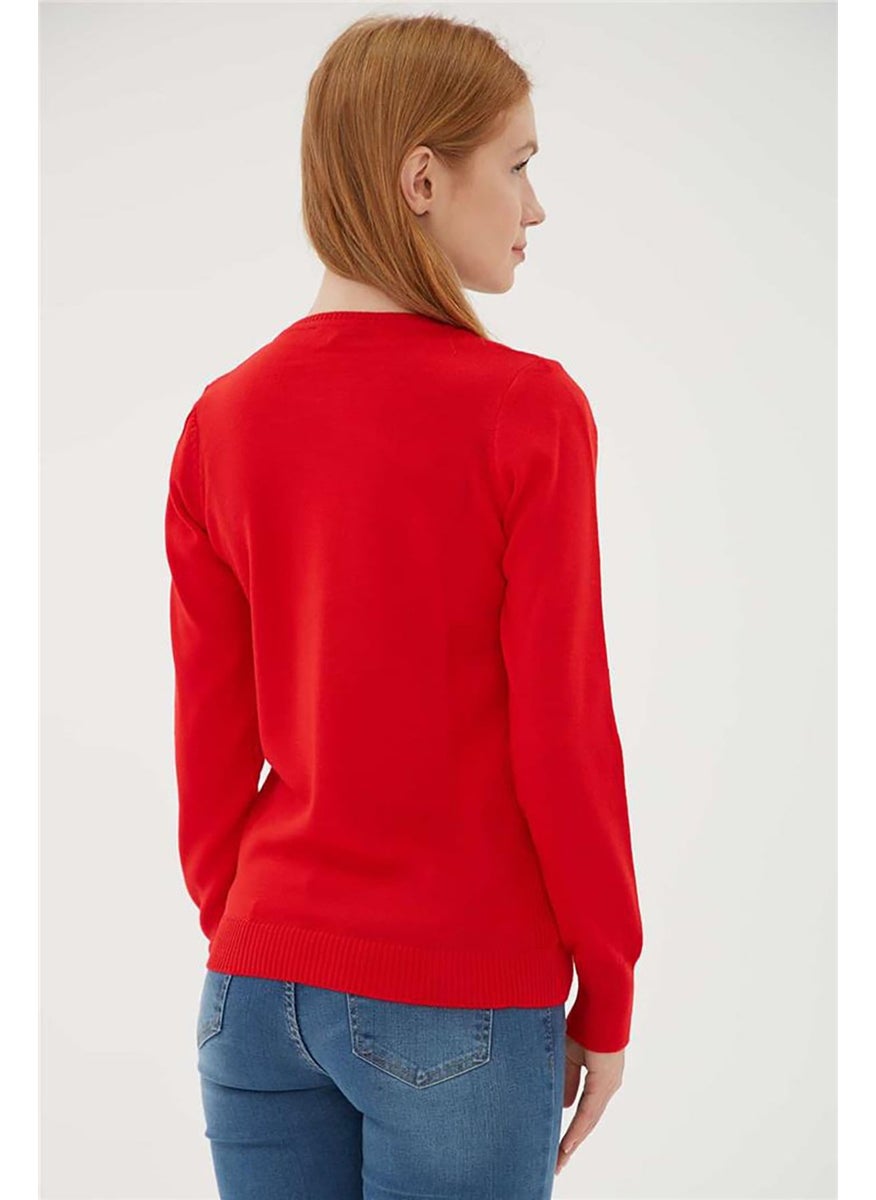 Women's Crew Neck Sweater 23K0245K1 Red