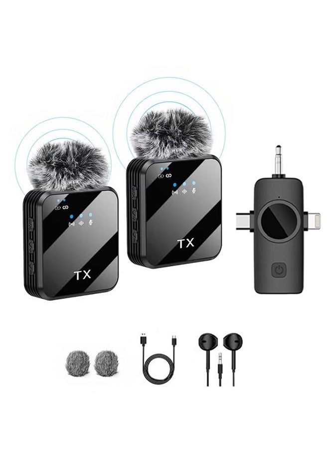 Wireless Lavalier Microphone Douyin Live Broadcast Mobile Video Recording 2.4G Noise Reduction Mini Microphone Live Video Recording Vlog Interview Online Classroom