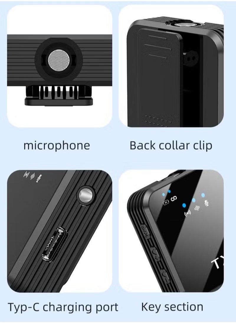 Wireless Lavalier Microphone Douyin Live Broadcast Mobile Video Recording 2.4G Noise Reduction Mini Microphone Live Video Recording Vlog Interview Online Classroom