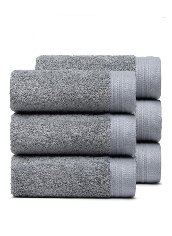 6-Piece Towel Set, Super Soft Grey Hand Towels Terry Striped Weave Pattern Ultra Absorbent 100% Cotton Towel for Bathroom（34*70 cm）