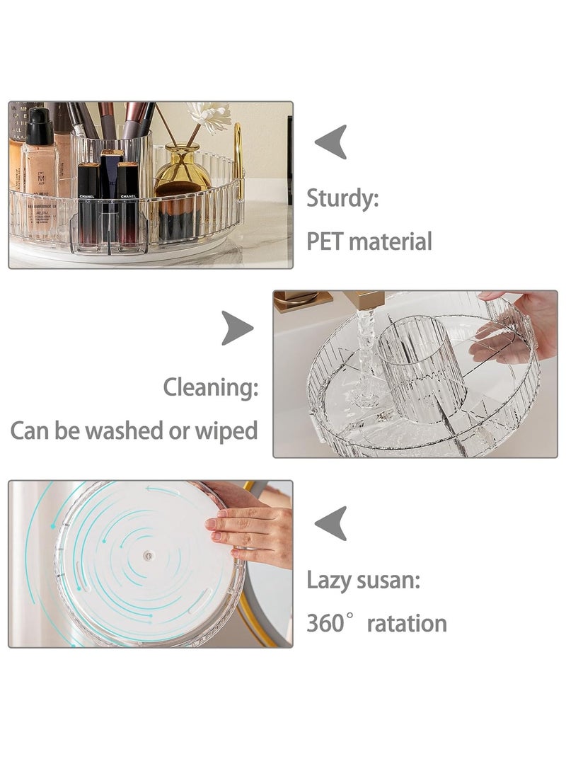 Rotating Makeup Organizer for Vanity 3 Tier, High-Capacity Skincare Clear Make Up Storage Perfume Organizers Cosmetic Dresser Organizer Countertop 360 Spinning（Clear）