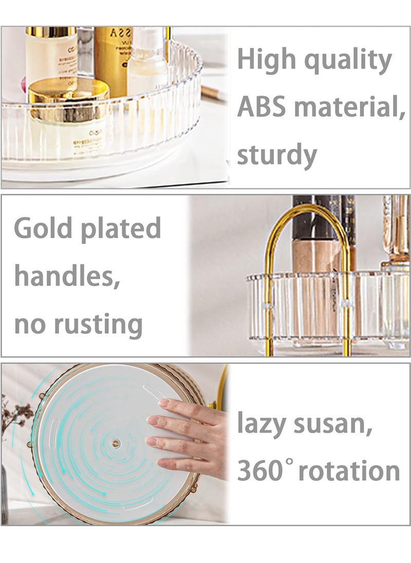 Rotating Makeup Organizer for Vanity 3 Tier, High-Capacity Skincare Clear Make Up Storage Perfume Organizers Cosmetic Dresser Organizer Countertop 360 Spinning（Clear）