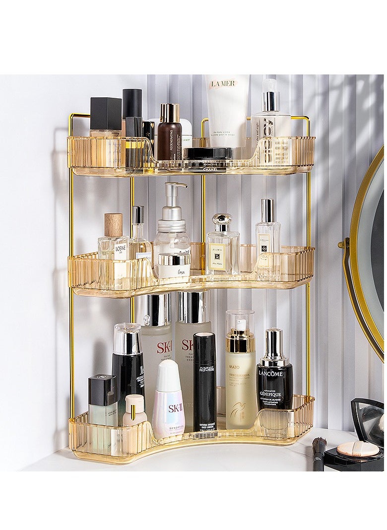 3-Tier Corner Bathroom Counter Organizer, Countertop Perfume Tray and Vanity Organizer, Makeup Cosmetic Storage Corner Storage Organizers for Bathroom Kitchen Dresser