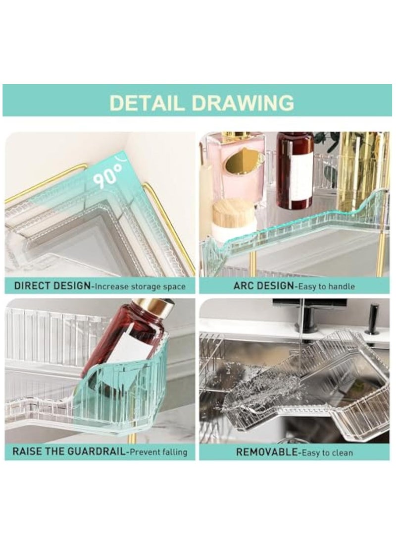 3-Tier Corner Bathroom Counter Organizer, Countertop Perfume Tray and Vanity Organizer, Makeup Cosmetic Storage Corner Storage Organizers for Bathroom Kitchen Dresser