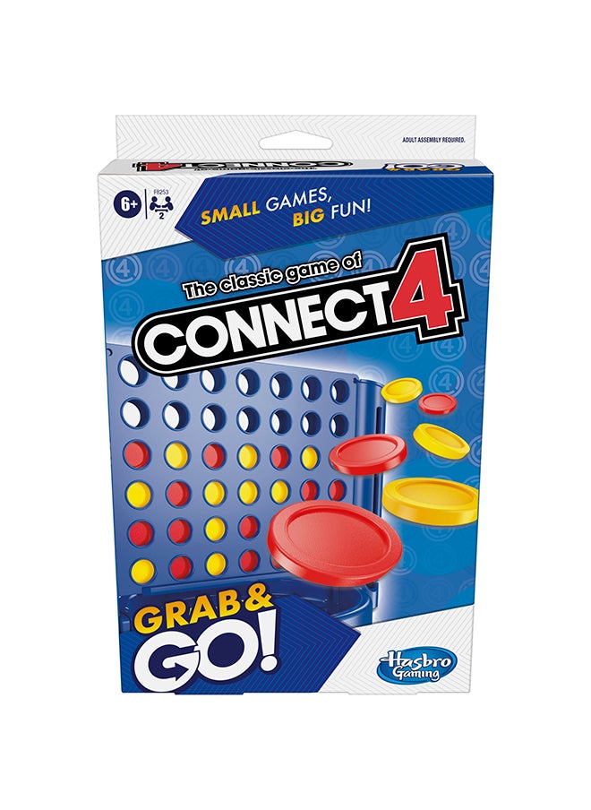 Connect 4 Grab and Go Game for Kids Ages 6 and Up, Portable Game for 2 Players, Travel Game for Kids
