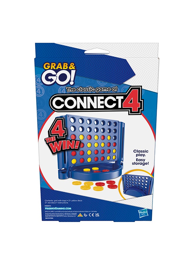 Connect 4 Grab and Go Game for Kids Ages 6 and Up, Portable Game for 2 Players, Travel Game for Kids