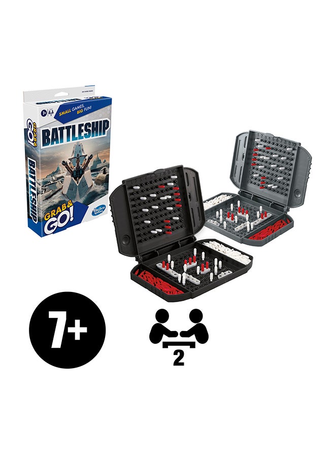 Battleship Grab and Go Game for Ages 7 and Up, Portable Game for 2 Players, Travel Game for Kids