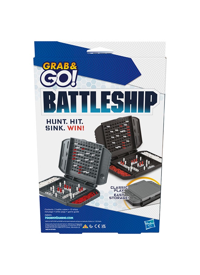 Battleship Grab and Go Game for Ages 7 and Up, Portable Game for 2 Players, Travel Game for Kids
