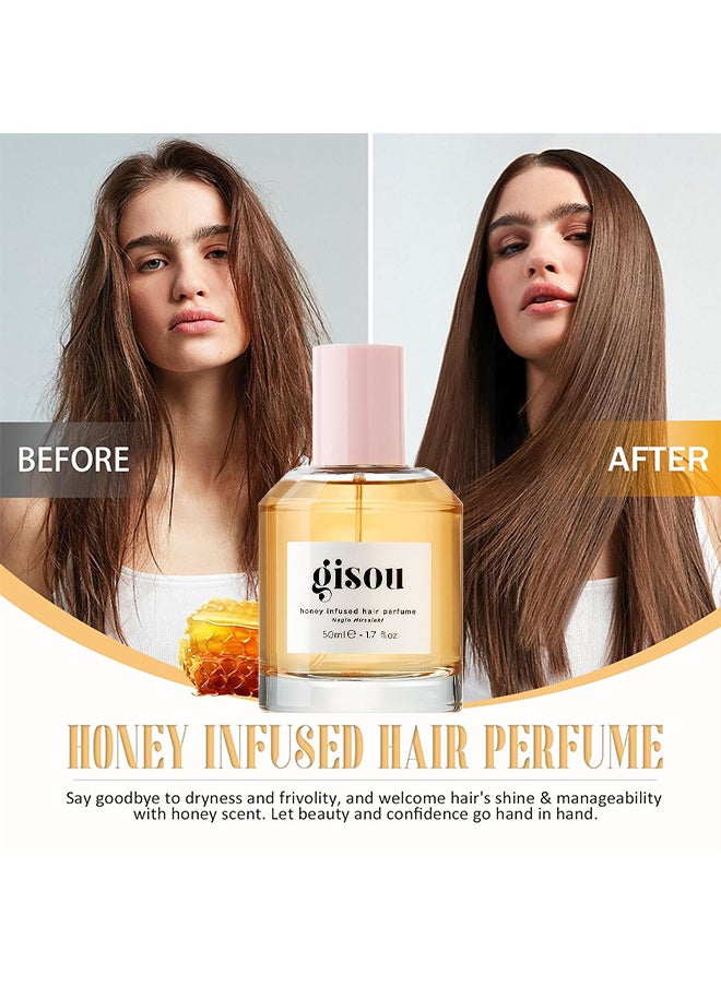Honey Infused Hair Perfume 50ML, Enriched Delicate Hair Oil, Nourishing And Hydrating Hair Shine Spray, 1.7oz