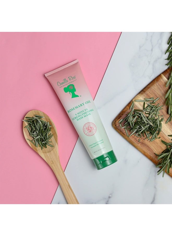 Rosemary Oil 5-Minute Deep Strengthening Hair Mask and Conditioner, with Natural Castor, Peppermint, and Rosemary Oils for Hair Growth & All Hair Types, 8.5 fl oz