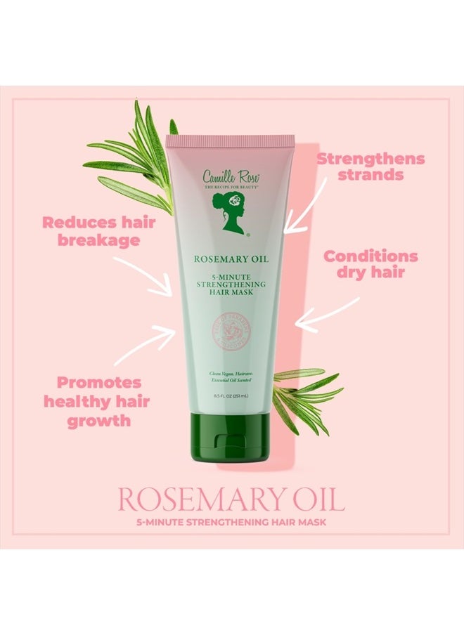 Rosemary Oil 5-Minute Deep Strengthening Hair Mask and Conditioner, with Natural Castor, Peppermint, and Rosemary Oils for Hair Growth & All Hair Types, 8.5 fl oz