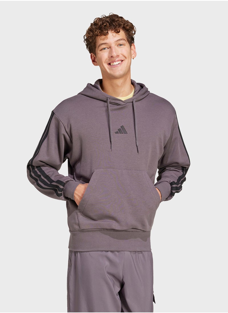 Essential 3 Stripe French Terry Hoodie