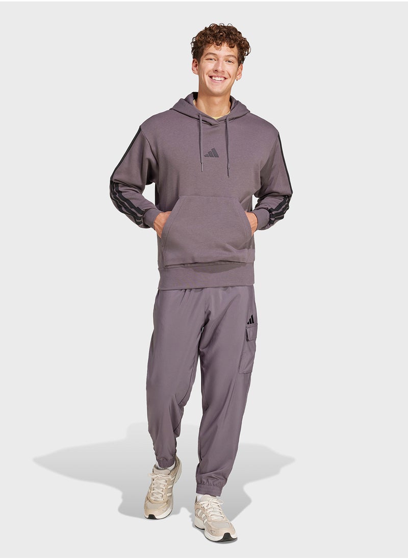 Essential 3 Stripe French Terry Hoodie