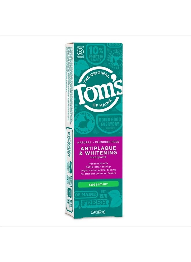 Fluoride-Free Antiplaque & Whitening Natural Toothpaste, Spearmint, 5.5 oz.