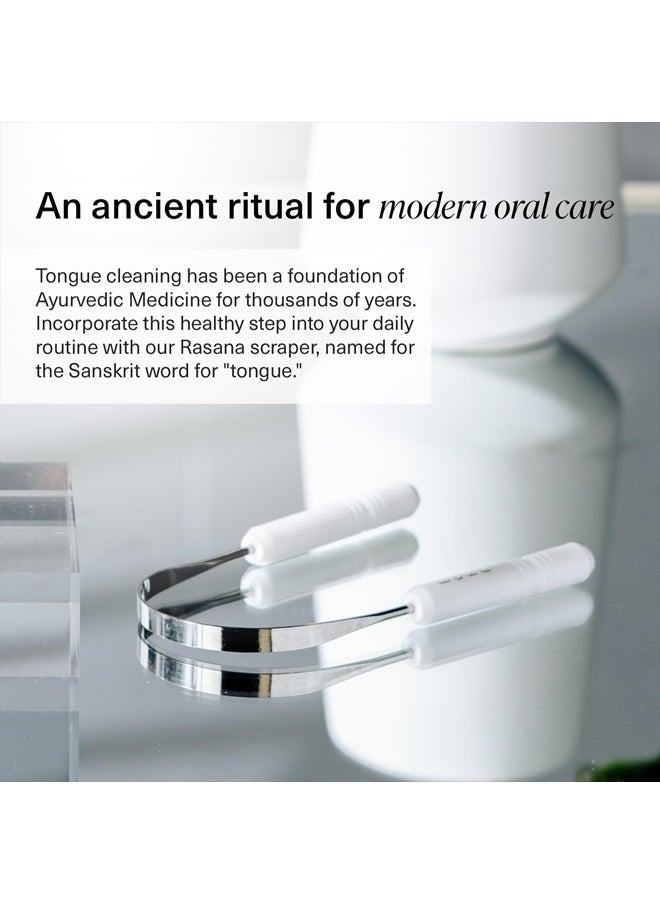 Tongue Scraper for Adults & Kids with Case - Stainless Steel Tongue Cleaner w/Linen Travel Pouch - Scrubber to Remove Tongue Buildup and Freshens Breath (Pack of 1)