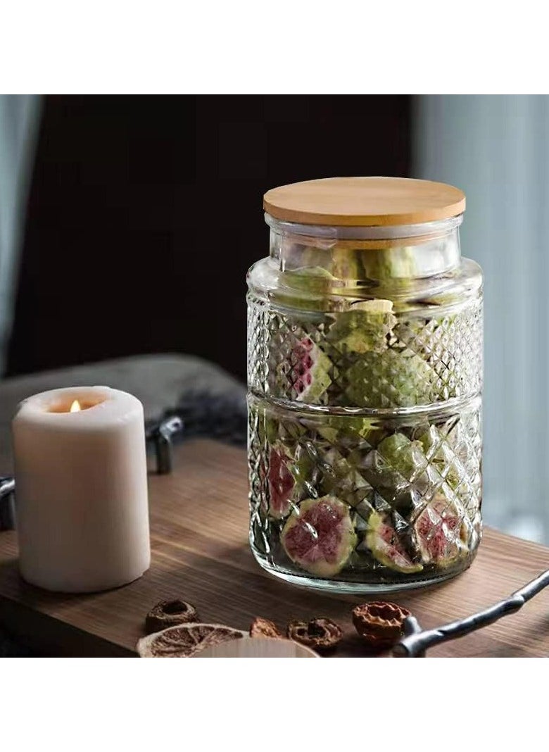 Large Glass Storage Jars, 60 fl oz Glass Food Storage Containers with Bamboo Lids, Kitchen Containers Cereal Jars Decorative Jars for Candy Snacks Cookies Coffee Tea Nuts Sealed Glass Jars