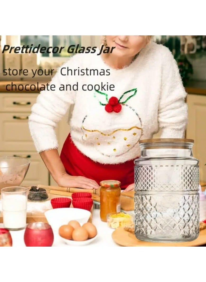 Large Glass Storage Jars, 60 fl oz Glass Food Storage Containers with Bamboo Lids, Kitchen Containers Cereal Jars Decorative Jars for Candy Snacks Cookies Coffee Tea Nuts Sealed Glass Jars