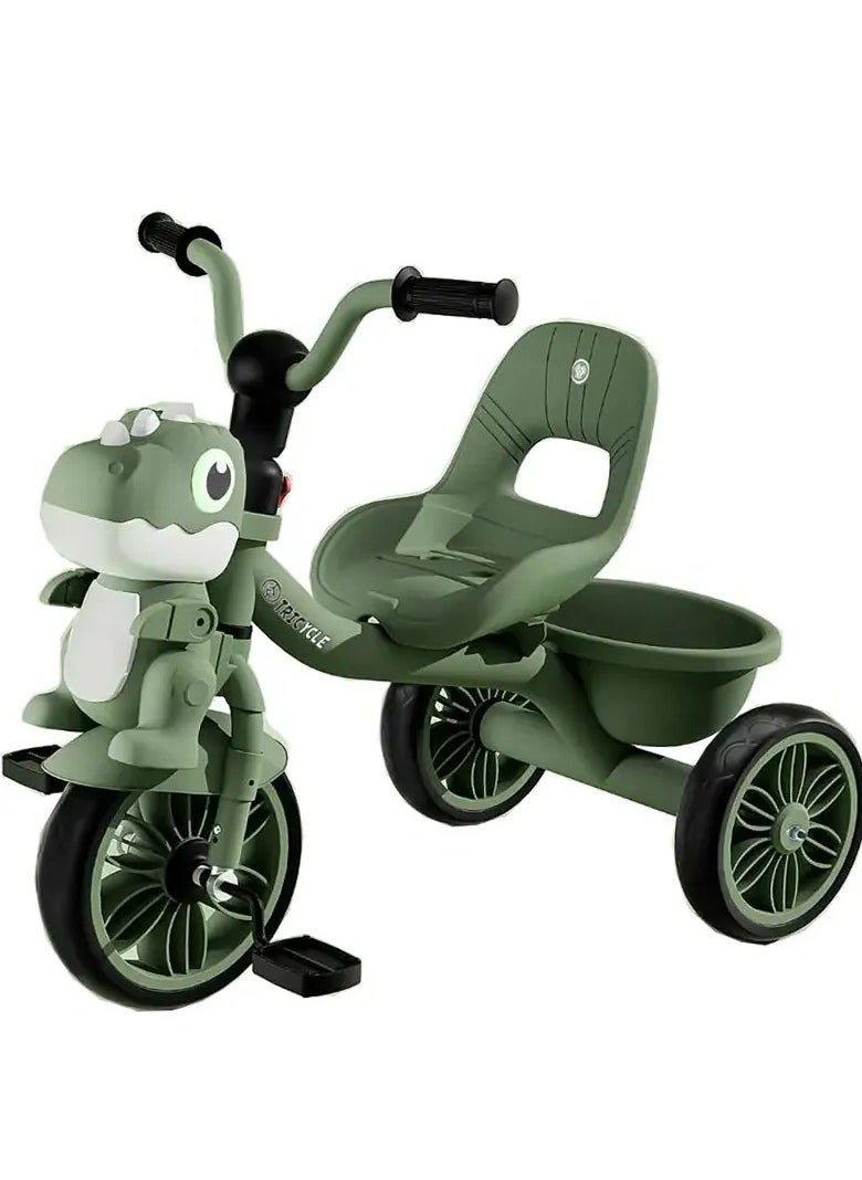 Tricycle for Kids, Baby Cycle with Light and Music, Kids Tricycle with Back Storage Basket & 3 Wheels, Kids Cycle Bike For 2 to 5 Years Boys Girls Green