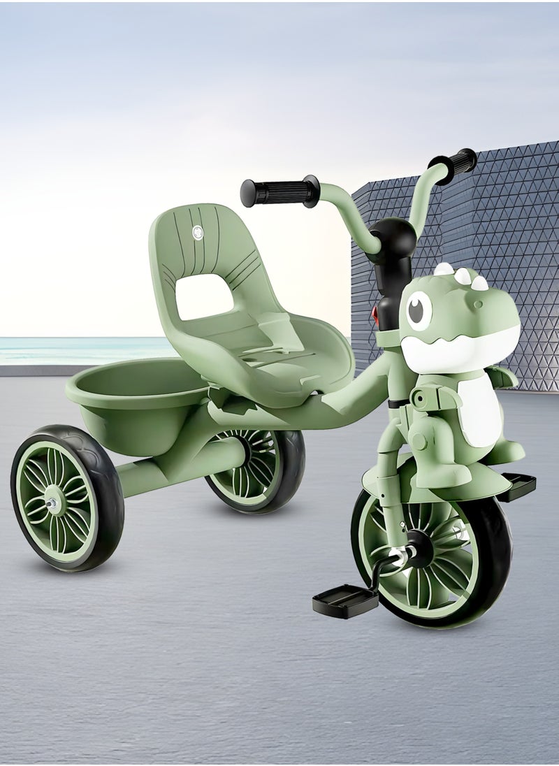 Tricycle for Kids, Baby Cycle with Light and Music, Kids Tricycle with Back Storage Basket & 3 Wheels, Kids Cycle Bike For 2 to 5 Years Boys Girls Green