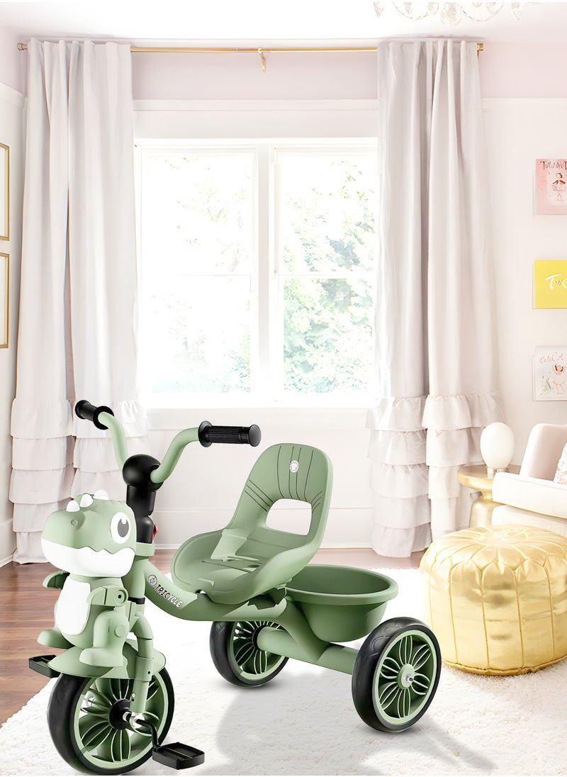 Tricycle for Kids, Baby Cycle with Light and Music, Kids Tricycle with Back Storage Basket & 3 Wheels, Kids Cycle Bike For 2 to 5 Years Boys Girls Green