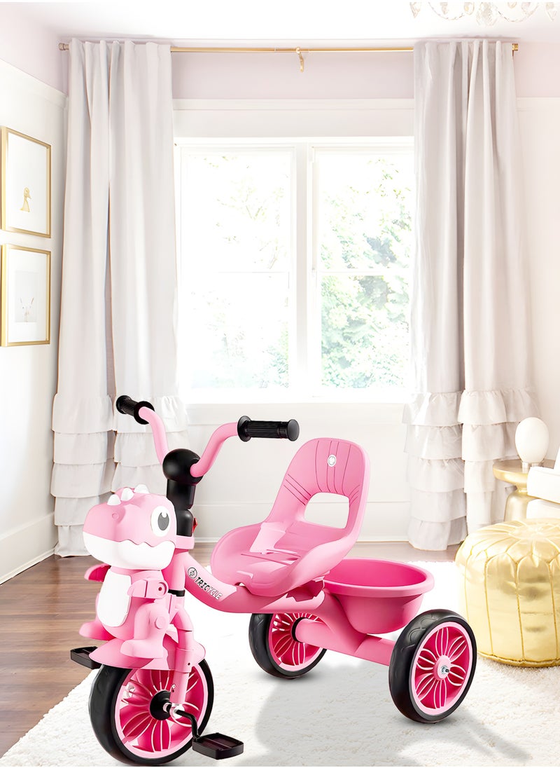 Tricycle for Kids, Baby Cycle with Light and Music, Kids Tricycle with Back Storage Basket & 3 Wheels, Kids Cycle Bike For 2 to 5 Years Boys Girls Pink
