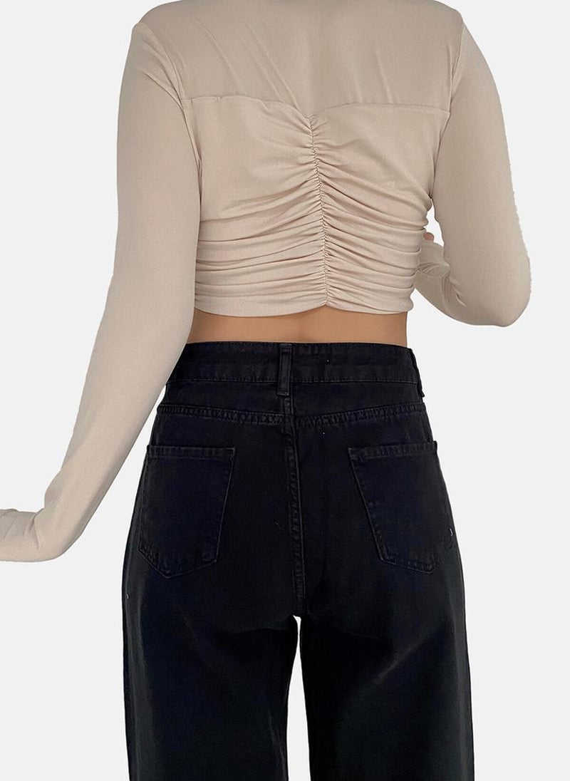 Black Wide Leg Clean Look High-Rise Jeans