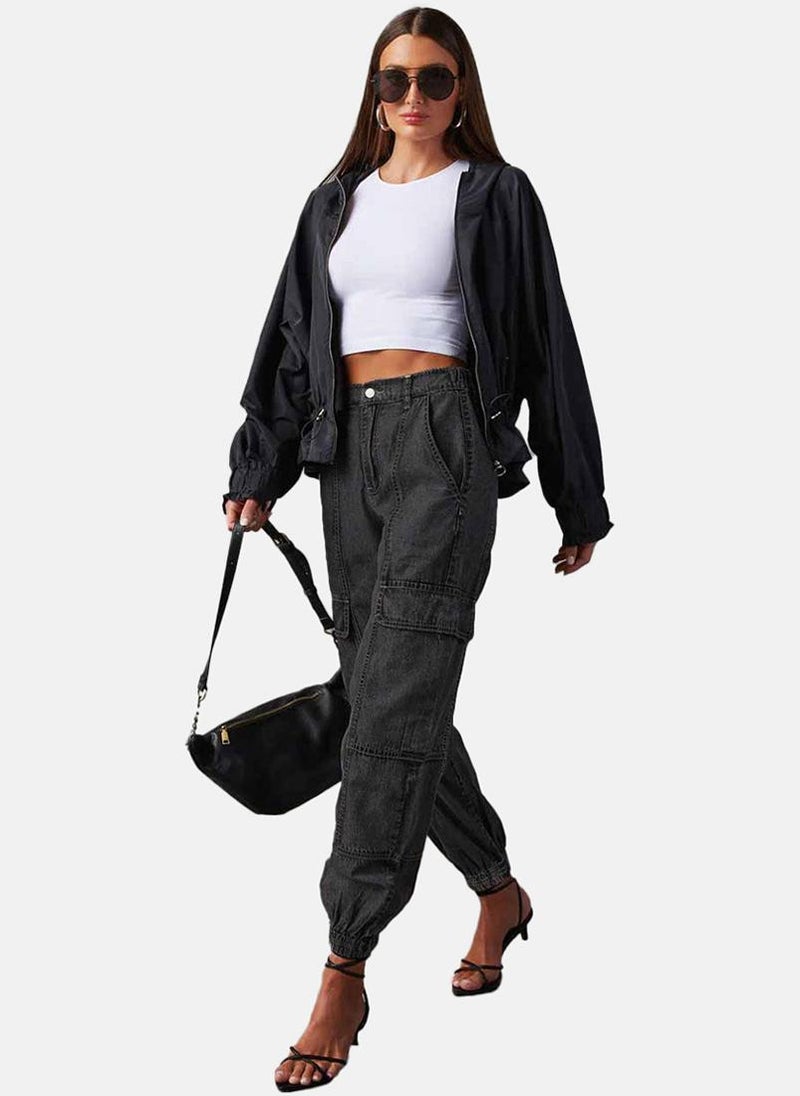 Black Jogger Clean Look High-Rise Jeans