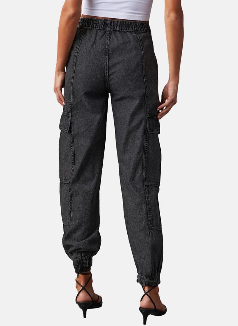 Black Jogger Clean Look High-Rise Jeans