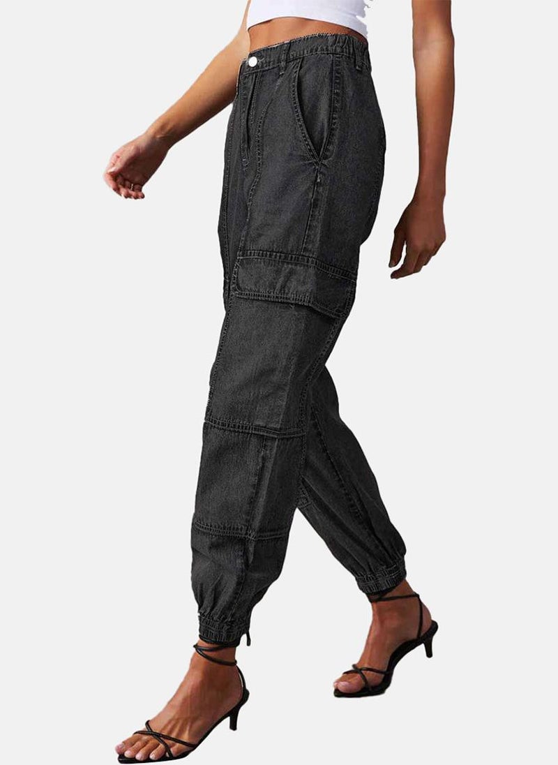 Black Jogger Clean Look High-Rise Jeans