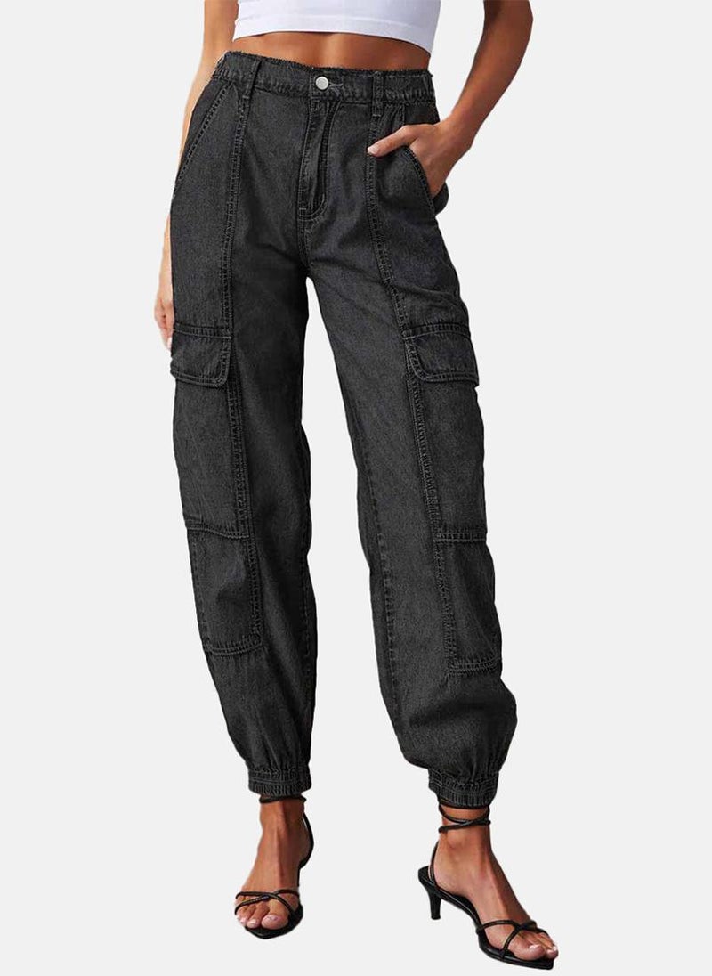 Black Jogger Clean Look High-Rise Jeans