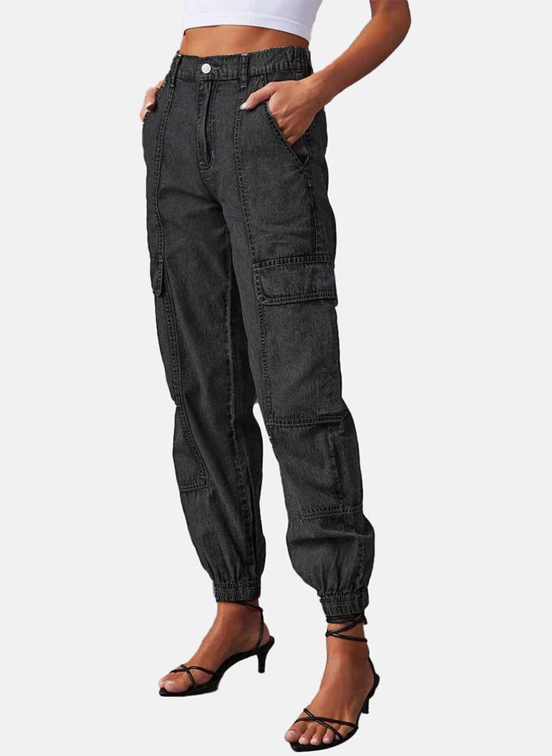 Black Jogger Clean Look High-Rise Jeans